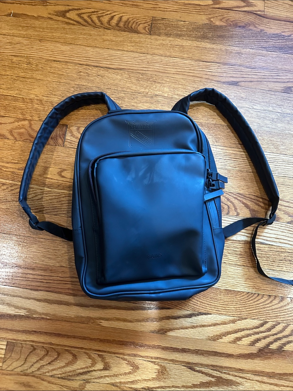 Rains Black Matte NY Rangers exclusive Waterproof Everyday Backpack